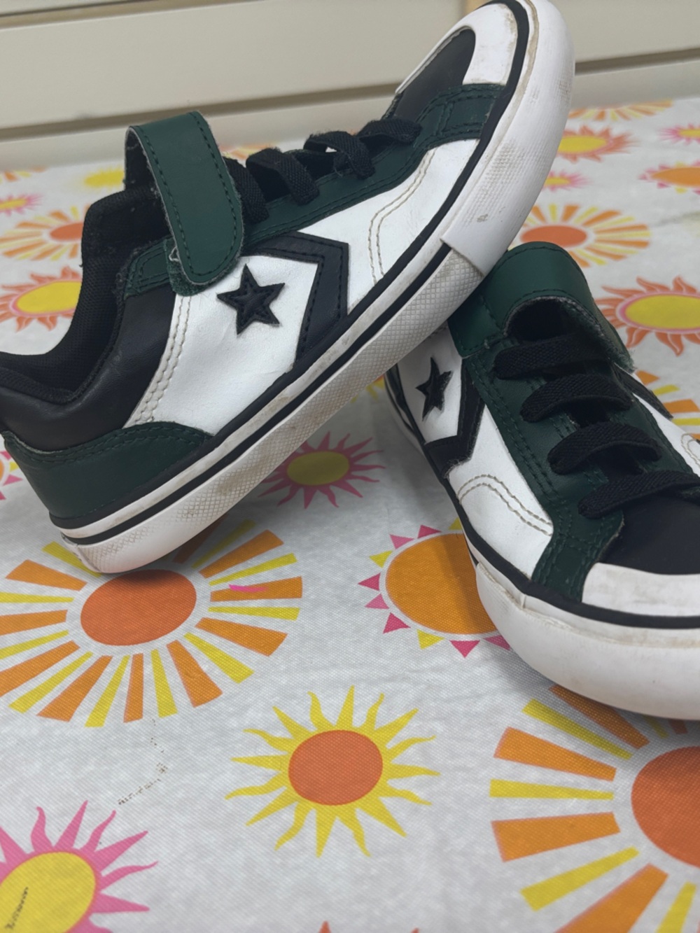 Converse Kids Green, Black & White Low-Top Sneakers